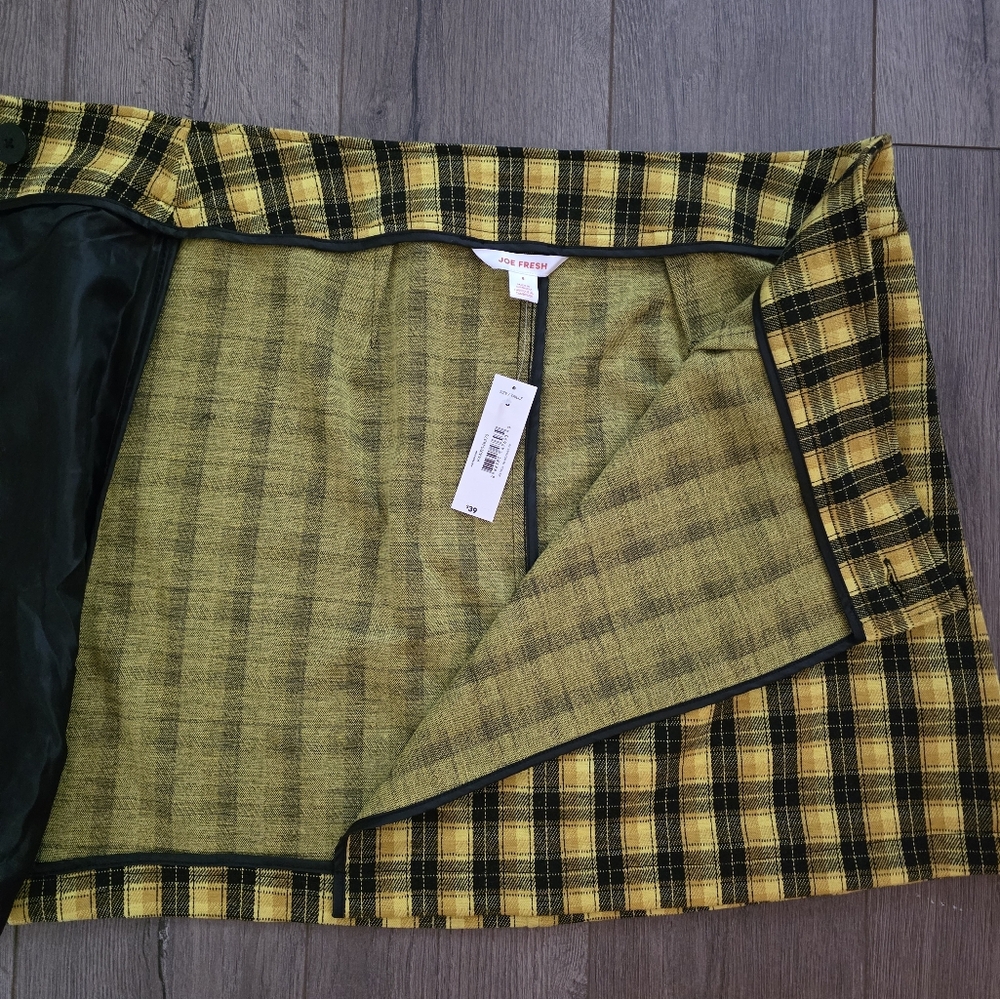 NWT - Joe Fresh - Yellow Plaid Skirt - Size 8 - Picture 5 of 7